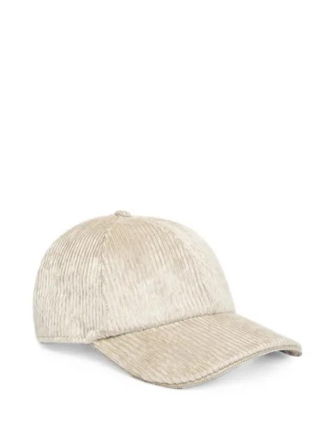 Peserico corduroy-effect crystal-embellished baseball cap Neutrals A36225C001597