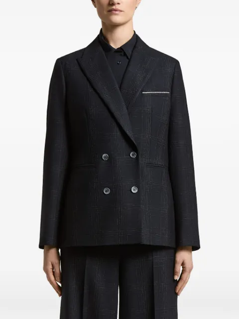 Peserico double-breasted checked jacket Blue A0169906548