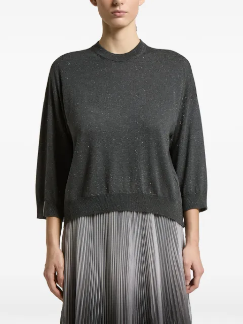 Peserico flecked-knit panelled sweater Grey A89308F14KC9771