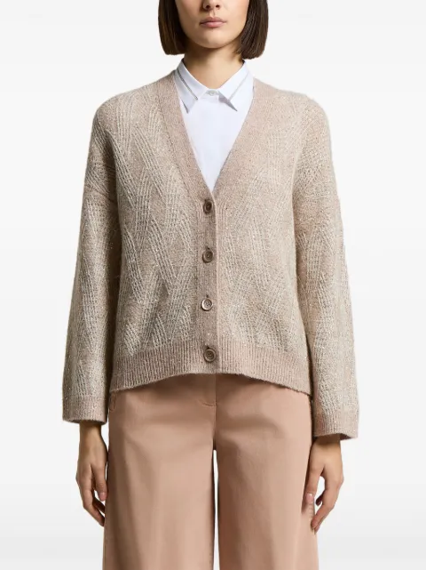 Peserico sequin-embellished cable-knit cardigan Neutrals A99250F05G9100