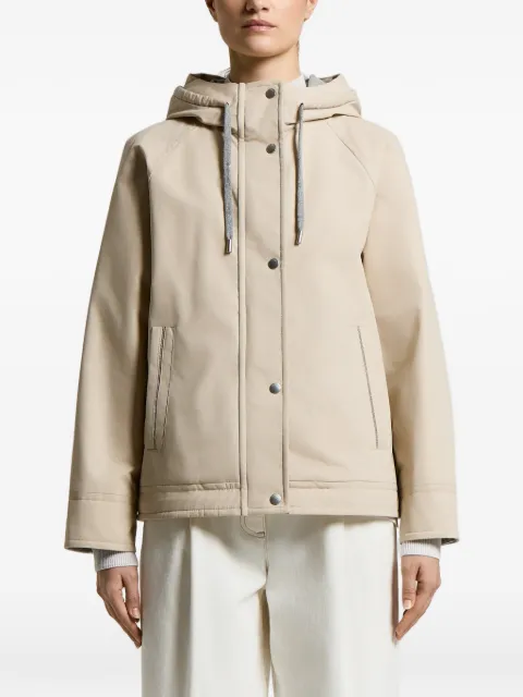 Peserico hooded raglan-sleeve parka coat Neutrals A21092A7557