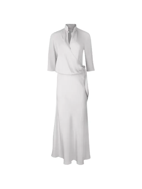 Peter Cohen wrap-style stand-collar maxi-dress Grey 4089HMSSIL
