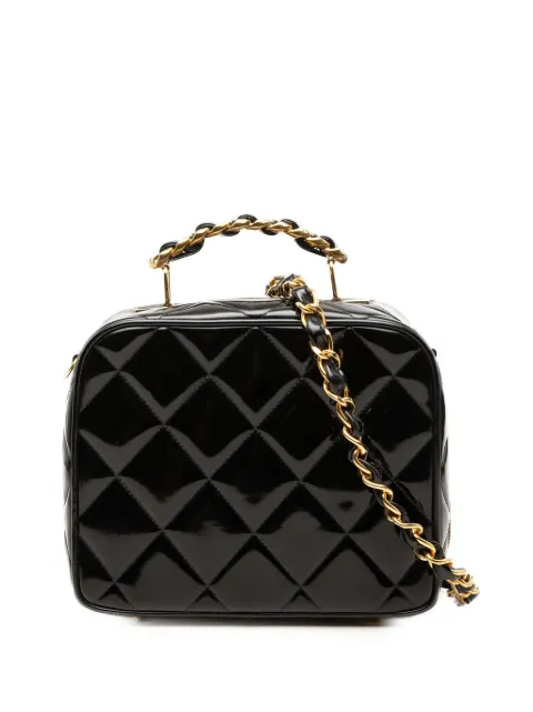 CHANEL Pre-Owned 1994-1996 Quilted Patent Vanity Case satchel Black MS54FBX3VFH4LHMB