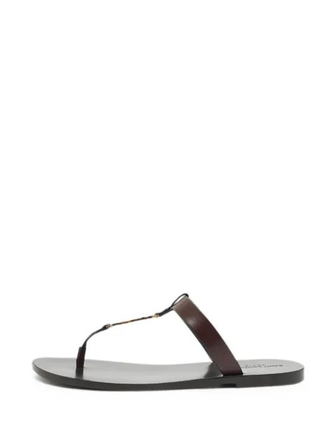 Saint Laurent Pre-Owned Cassandre thong sandals Brown 1355288