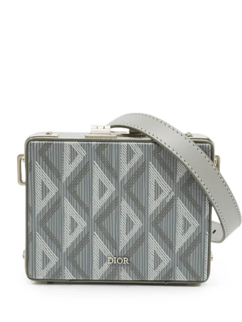 Christian Dior Pre-Owned 2022 mini CD Diamond lock-case clutch bag Grey 1304629