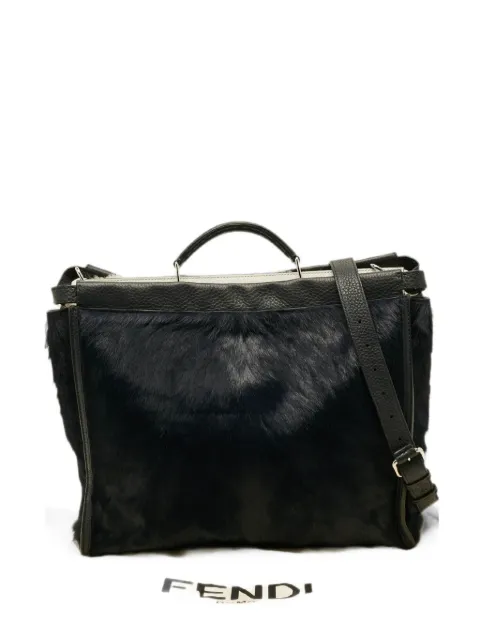 Fendi Pre-Owned 2015 Peekaboo calf-hair briefcase Blue 1300186