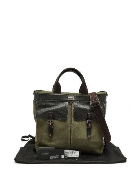 Dolce & Gabbana Pre-Owned distressed-finish canvas tote bag Green 1263078