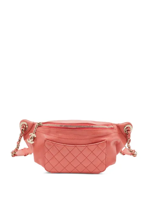 CHANEL Pre-Owned 2018 CC-charm quilted belt bag Pink 1313234