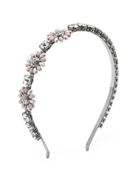Miu Miu Pre-Owned crystal-embellished resin-petal headband Silver 1259145