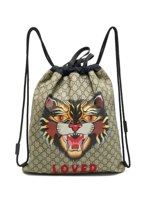 Gucci Pre-Owned GG Supreme drawstring backpack Neutrals 1285586