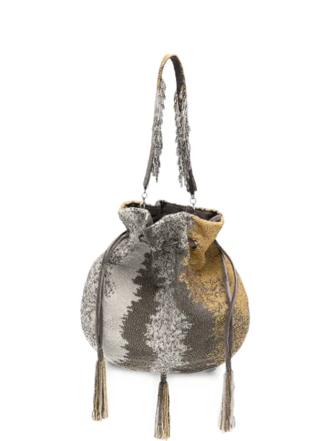SLO_HAND_MADE bead-embellished bucket bag Grey OSMETICPOTLI