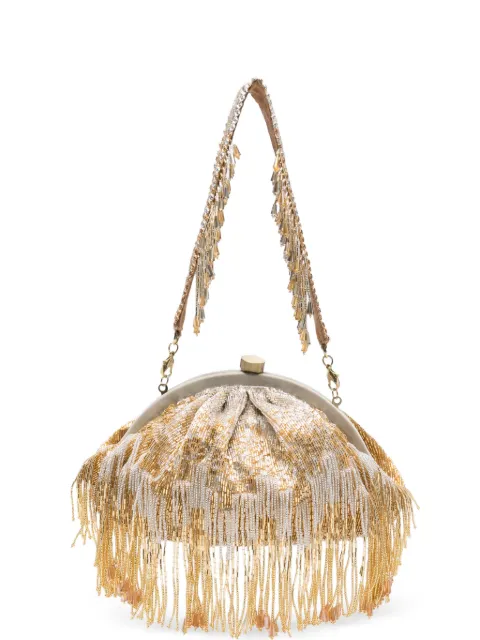 SLO_HAND_MADE Firante bead-embellished fringed clutch bag Gold FIRANTESOFTCLUTCH