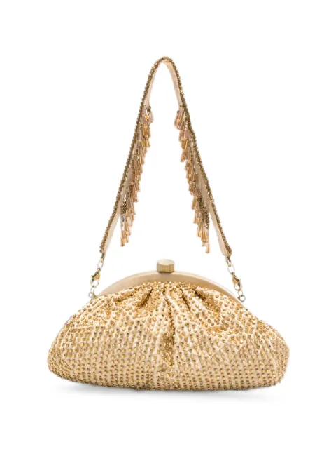 SLO_HAND_MADE bead-embellished clutch bag Gold CLUTCHMETALBEADS