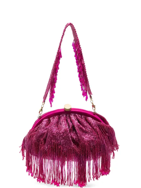 SLO_HAND_MADE Firante fringe-trimmed clutch bag Pink FIRANTESOFTCLUTCH