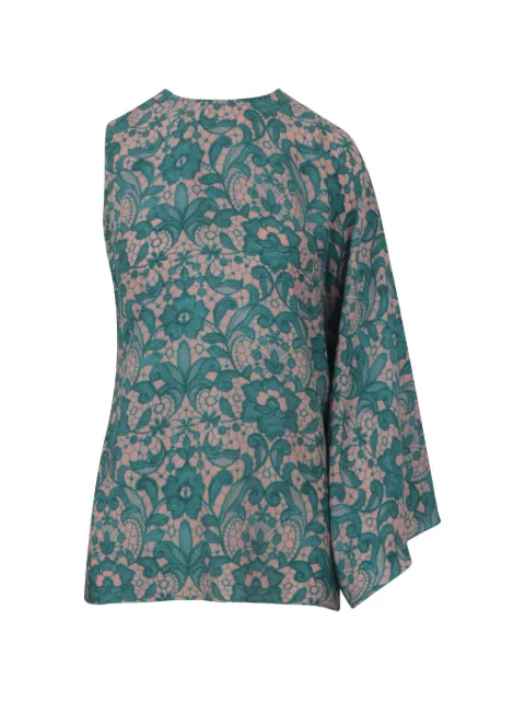 Gianluca Capannolo lace-print one-shoulder top Green 800110410363