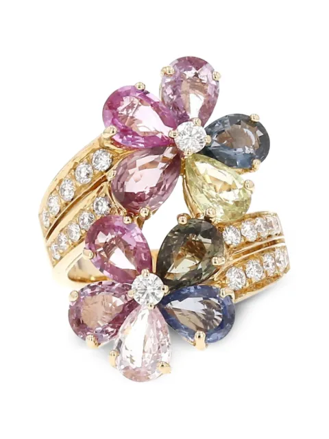 Bvlgari Pre-Owned 2000s flower-motif diamond and sapphire ring Gold 430199