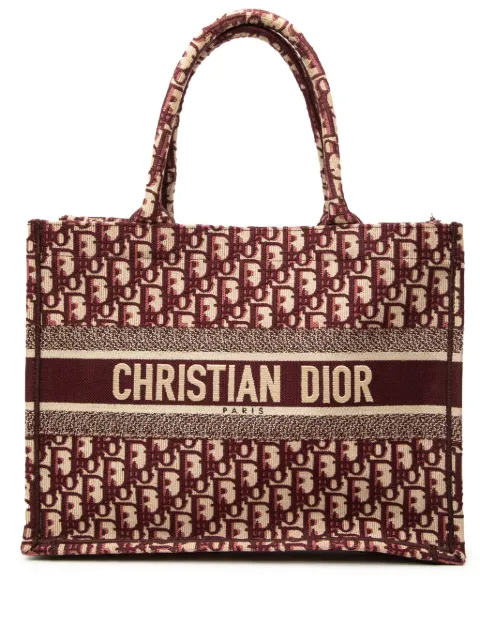 Christian Dior Pre-Owned 2019 Medium Oblique Embroidered Canvas Book tote bag Red YXVXOOMUT12CX9TW