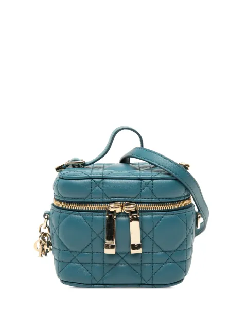 Christian Dior Pre-Owned 2010-2026 Micro Lambskin Cannage Lady Dior Vanity Case satchel Blue 3TI82I5W0WRIYKRT
