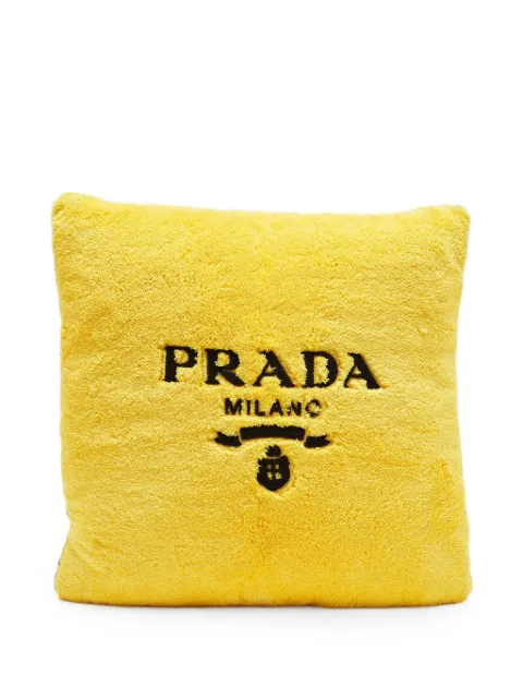 Prada Pre-Owned logo-embroidered square cushion Yellow 1266682
