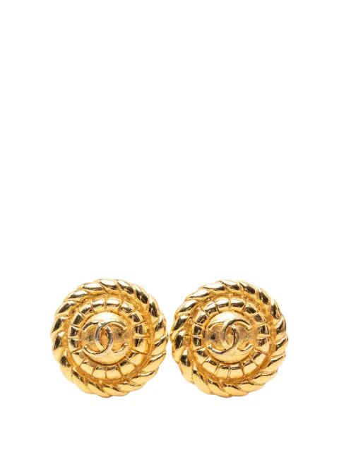 CHANEL Pre-Owned 1970-1980 CC Gold Plated Round Clip On Earrings costume earrings Gold VL0UQX0FS107581O