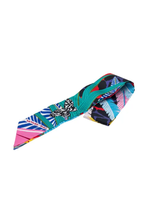 Hermès Pre-Owned 2000-2016 Jaguar Quetzal Silk Twilly Scarf scarves Green 0H12D8PY6YTQGWY5