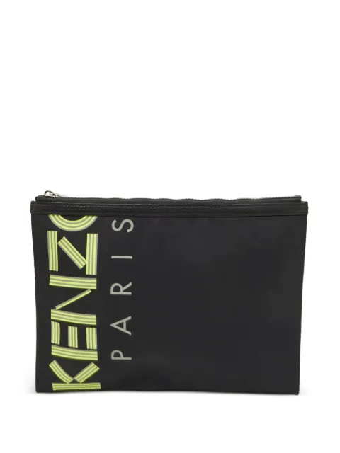 Kenzo Pre-Owned logo-print clutch bag Black 1350517
