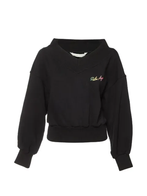 Palm Angels embroidered off-shoulder sweatshirt Black 1357276