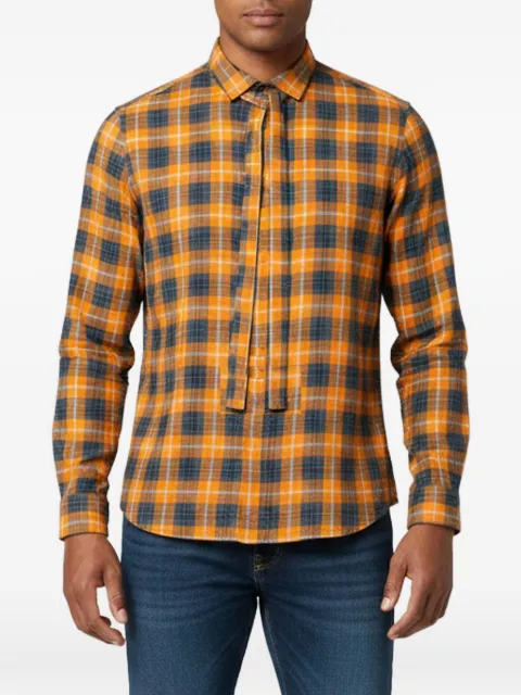 Gucci Pre-Owned checkered neck-tie shirt Orange 1357051
