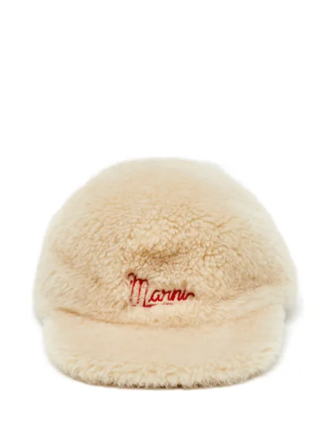 Marni Pre-Owned logo-embroidered shearling baseball cap Neutrals 1138737