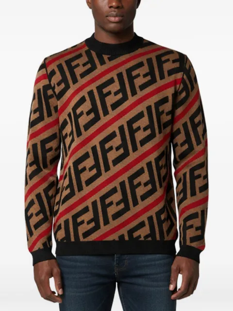Fendi Pre-Owned FF logo diagonal stripe sweater Brown 1356888