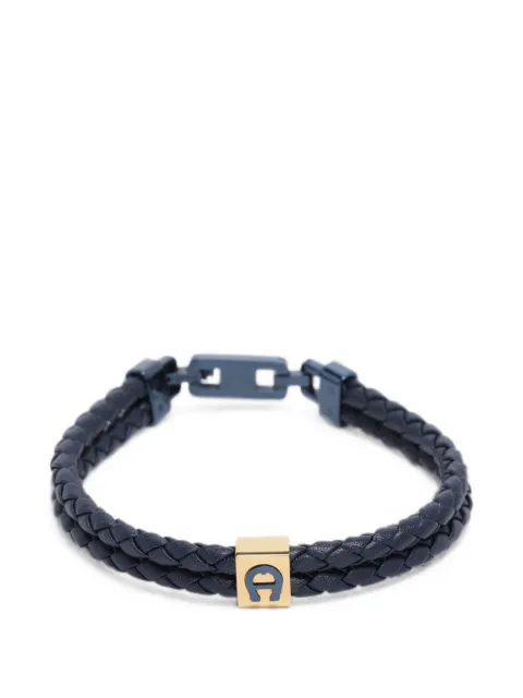 Aigner Vintage logo-embossed leather bracelet Blue 1186990