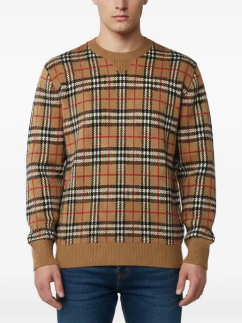 Burberry Pre-Owned checked cashmere sweater Neutrals 1356849