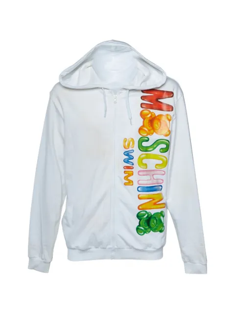 Moschino Pre-Owned logo-print zip-up hoodie White 1357852