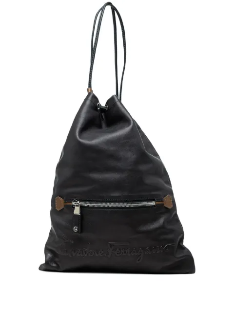 Ferragamo Pre-Owned 2010-2026 Leather Kentucky Drawstring backpack Black AYTMEIV5215796UZ