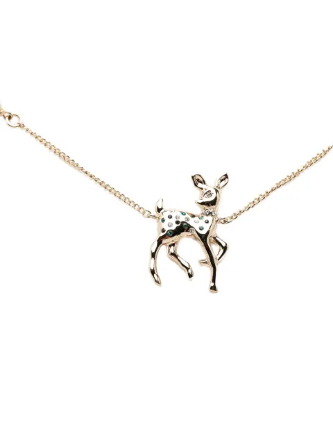 CHANEL Pre-Owned 2026 CC Gold Plated Faux Pearl Strass Deer Pendant Necklace costume necklace Gold ANXOOJ17IGJ09JJI
