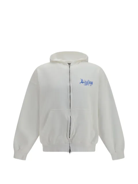Balenciaga logo-print zip-up hoodie White A0017WTUVT3