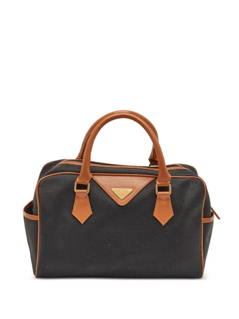 Saint Laurent Pre-Owned logo-plaque satchel bag Black 1344586
