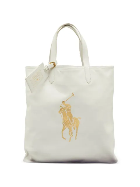 Ralph Lauren Vintage logo-print leather tote bag White 1291746