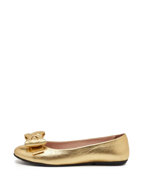 Moschino Pre-Owned bow-detail leather ballet flats Gold 1355901