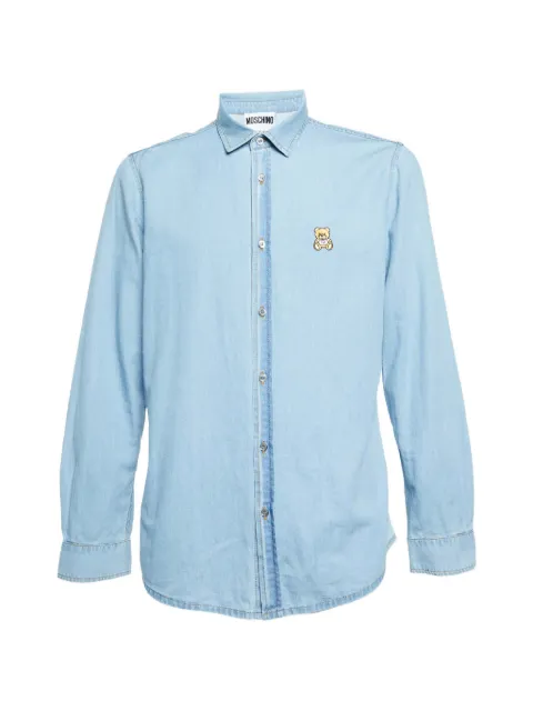 Moschino Pre-Owned Teddy-embroidered shirt Blue 1356652