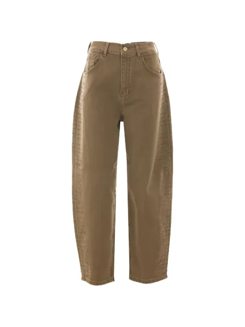 LIU JO rhinestone-embellished barrel-leg jeans Brown UF6230T778A