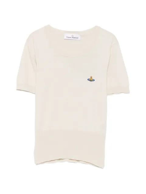 Vivienne Westwood Bea Orb-embroidered short-sleeve top Neutrals 1803002QY001V