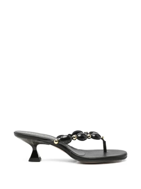 Pedro Miralles bead-embellished thong-strap heeled sandals Black 18075