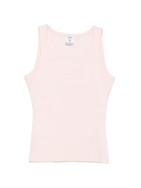 Casablanca ribbed-knit logo-embroidered tank top Pink WPF26JTS03901