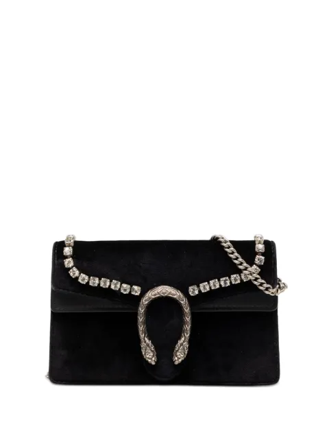 Gucci Pre-Owned 2016-2026 Mini Crystal Embellished Velvet Dionysus crossbody bag Black WV777FOFD128N3OT