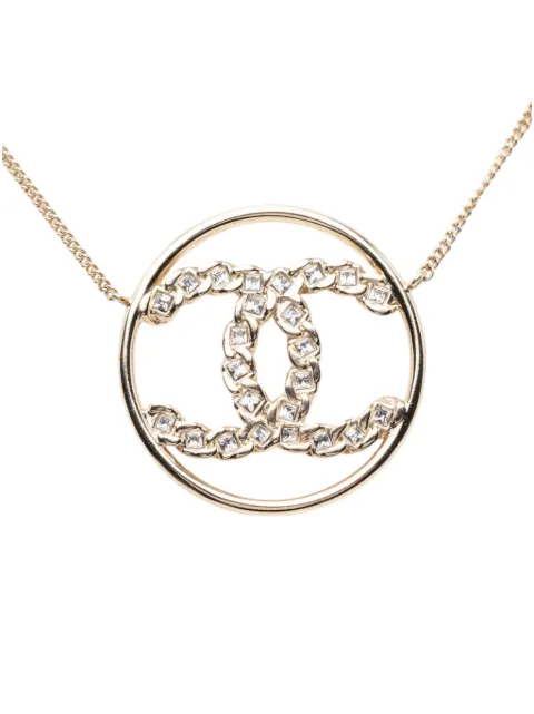CHANEL Pre-Owned 2019 CC Gold Plated Strass Round Pendant Necklace costume necklace Gold NTKWD9M954ISTAQS