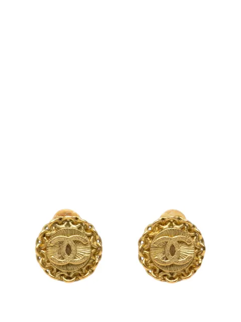 CHANEL Pre-Owned 1995 CC Gold Plated Round Clip On Earrings costume earrings Gold CRJ1RCLV3AGY9RBL