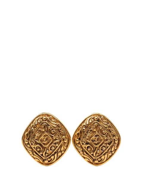 CHANEL Pre-Owned 1970-1980 CC Gold Plated Diamond Clip On Earrings costume earrings Gold 60PGT1X6GF7MXRM9