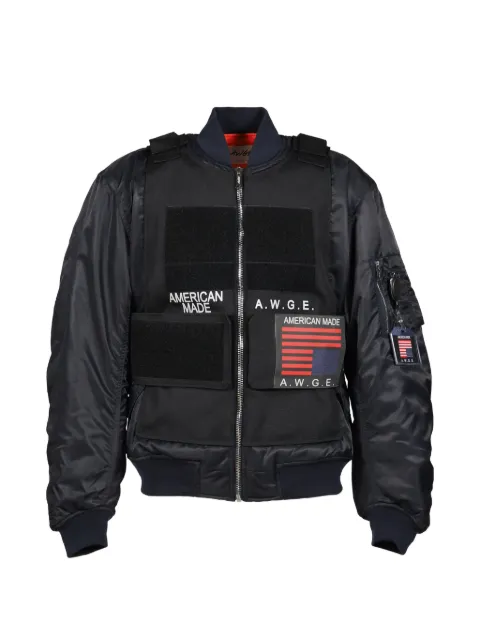 AWGE logo-print bomber jacket Blue AS6SMB06APT2221DARKNVY