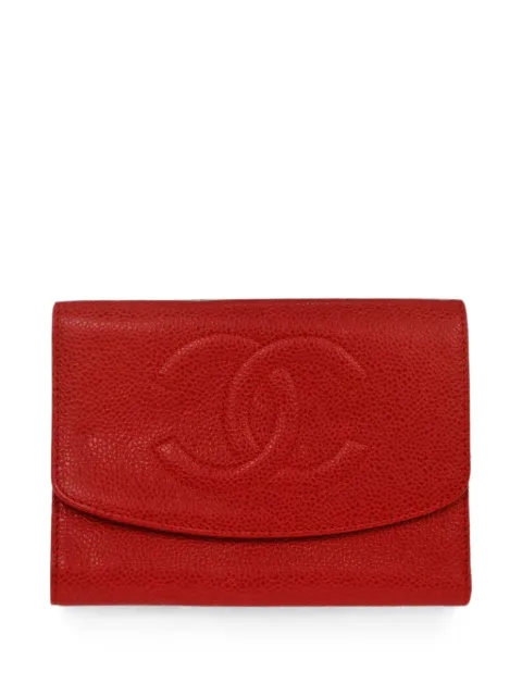 CHANEL Pre-Owned 1997-1999 Caviar-leather trifold wallet Red 177764